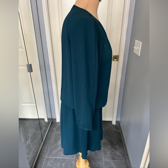 Aritzia Wilfred Hunter Green Crossover Faux Wrap Dress - Picture 3 of 7